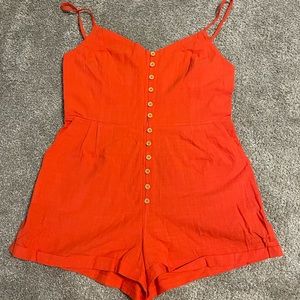 Pink Lily Coral Orange Romper